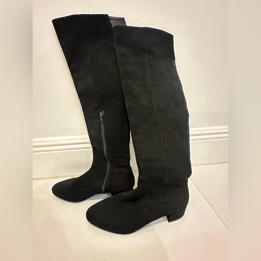 Russell & Bromley Black Suede Over-the-Knee Boots Size 38.5 8